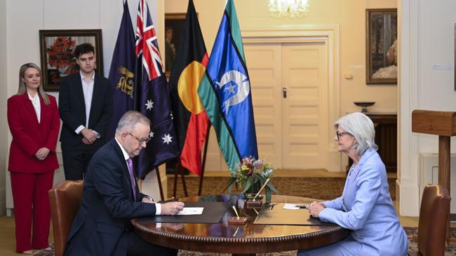 Governor-General Sam Mostyn is conducting the swearing-in ceremony at Government House. Picture: NewsWire / Martin Ollman
