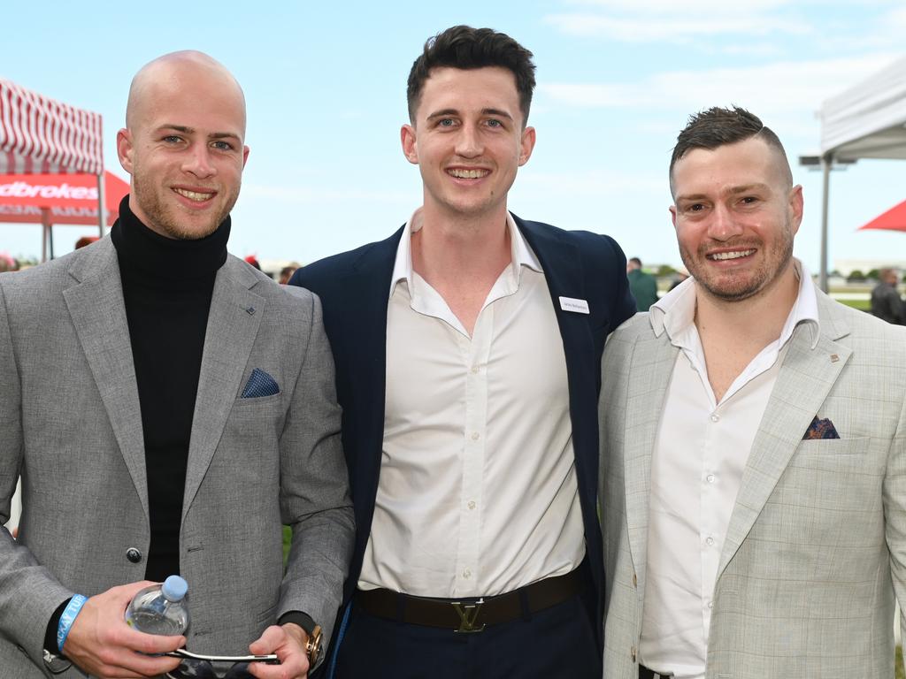 Tristan Godfrey, Jarvis Bellantoni and Jake Salomone at 2023 Ladbrokes Mackay Cup Mackay Turf Club Saturday 22 July 2023 Picture: Michaela Harlow