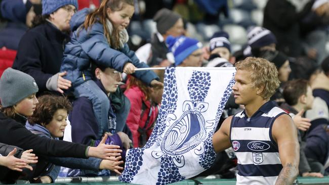 Geelong fans will have to travel to Melbourne if their team hosts a qualifying final. Picture: Darrian Traynor/Getty Images.