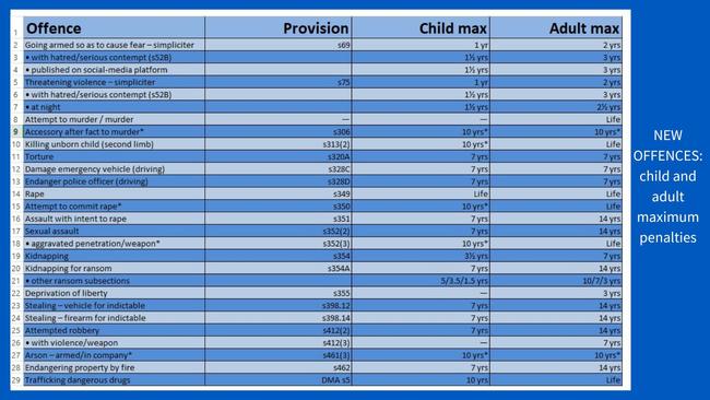 The offences and the new penalties that will be debated in parliament this week.
