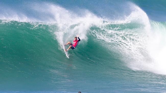 Gold Coast surfer Mitch Crews advancing in second place during Round 1. Picture: WSL