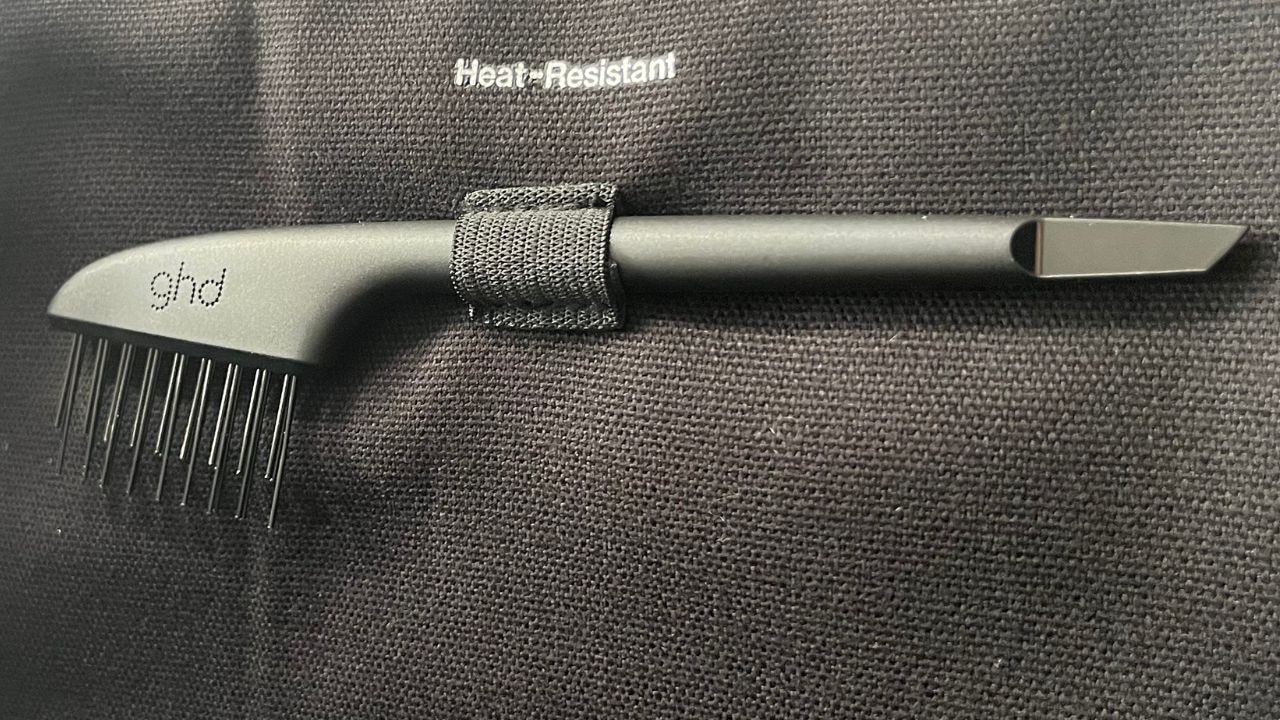 ghd provide this nifty little brush to clean the Duet BlowDry Brush. Picture: news.com.au/Kara Byers