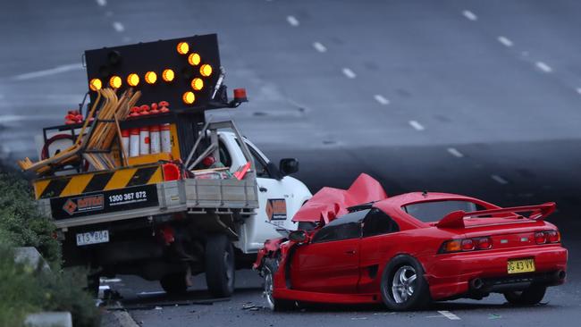 The couple alleged careered across six lanes. Picture: David Crosling