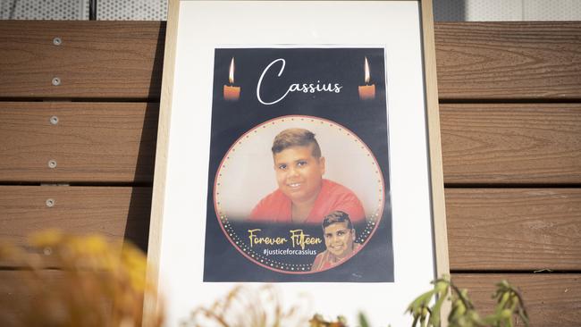 A memorial frame of Cassius Turvey, who was fatally bashed last month. Picture: Getty Images