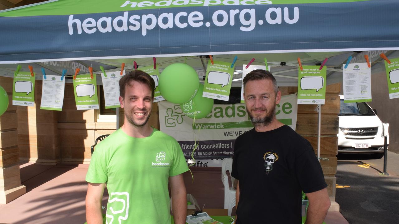 Care co-ordinator Chris Burt and headspace Warwick manager Travis Maguire. Photo: NRM