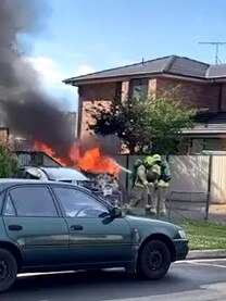 A vehicle, that police believe was used by the offenders, was set on fire.