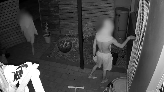 Alleged teen car thieves caught on CCTV casing a Cairns property. Picture: Queensland Police