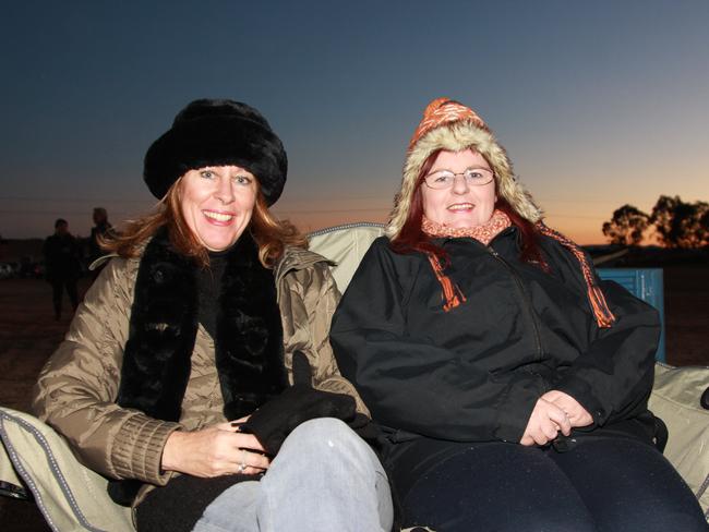 Brisbane visitors Pam Edwards and Jane Hollway enjoy atmosphere the Killarney Bonfire Night Saturday, July 19, 2014. Photo John Towells / Warwick Daily News