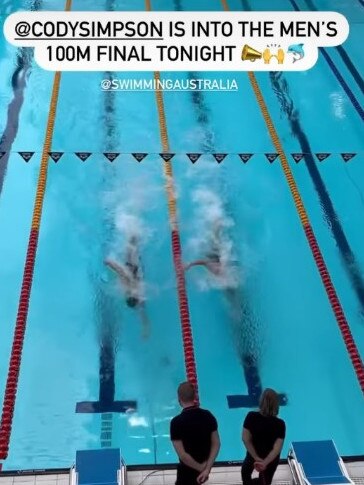 Cody Simpson won his 100m freestyle swim off. Photo: Instagram