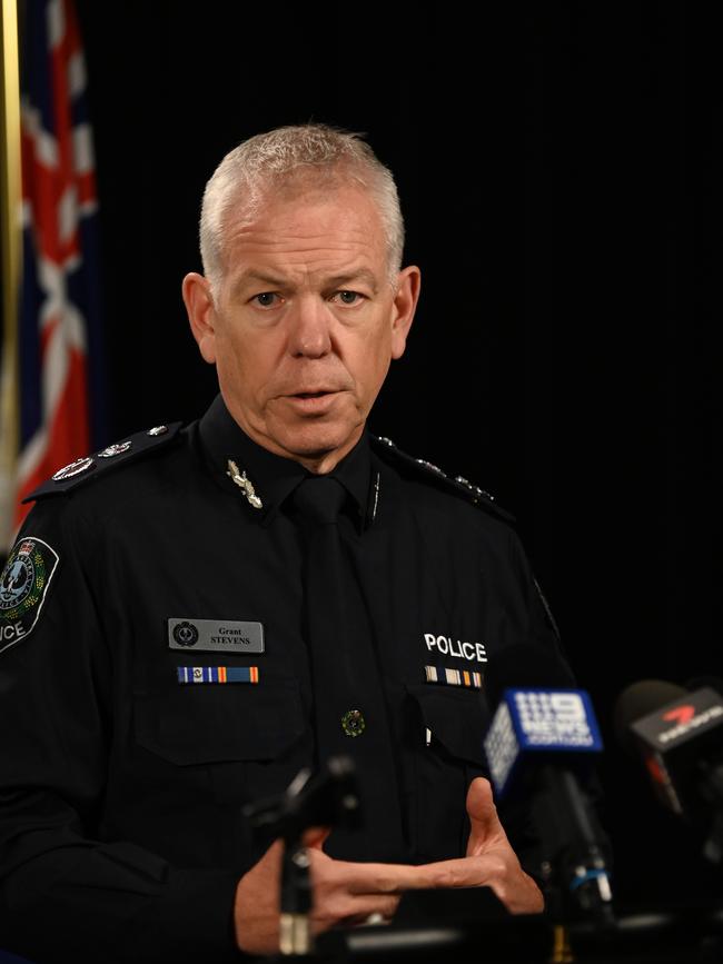 Police Commissioner Grant Stevens at a Covid-19 update in the State Administration Media Room in Victoria Square. Picture: NCA NewsWire / Naomi Jellicoe