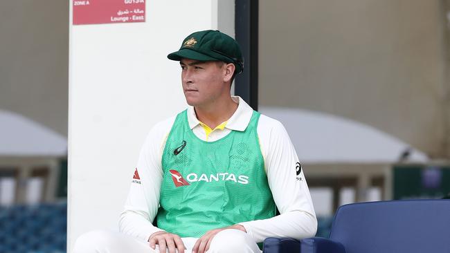 Matt Renshaw watches on as Australia take on Pakistan in Dubai. (Photo by Ryan Pierse/Getty Images)