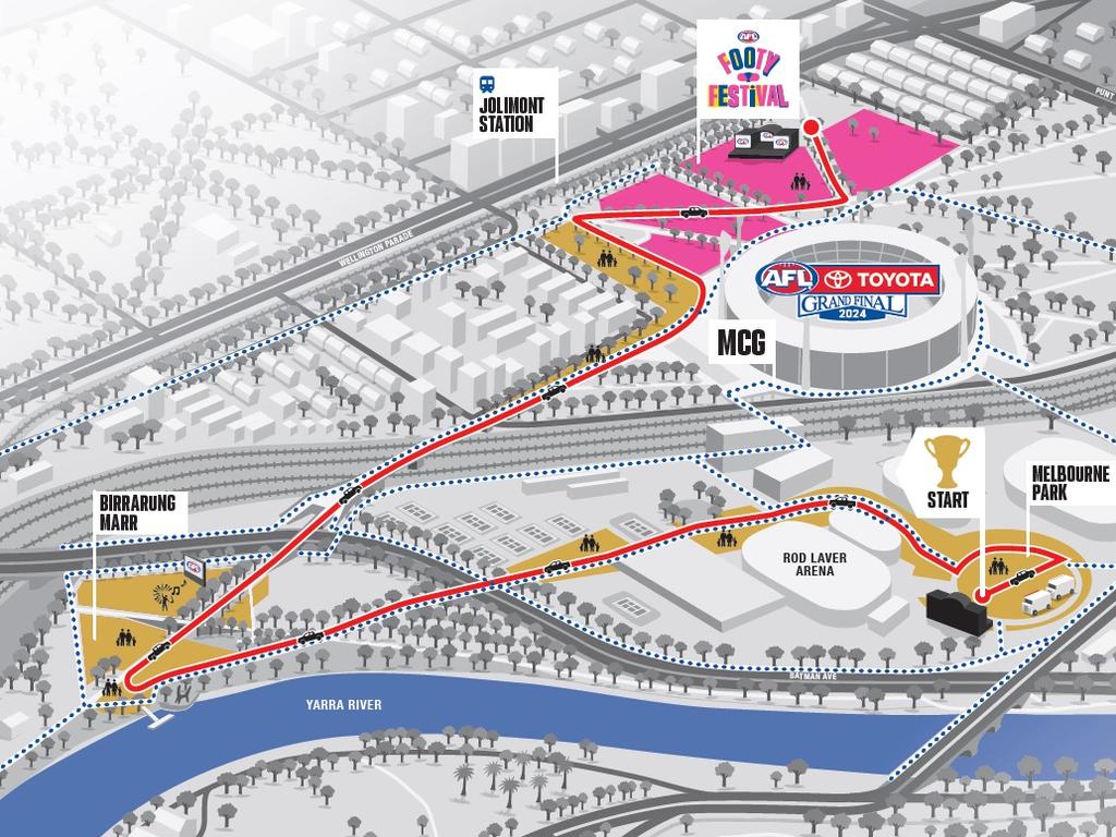 The 2024 AFL Grand Final Parade route.