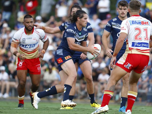 Cowboys player Tom Chester in the NRL pre season match between the North Queensland Cowboys and the Redcliffe Dolphins at Barlow Park Picture: Brendan Radke