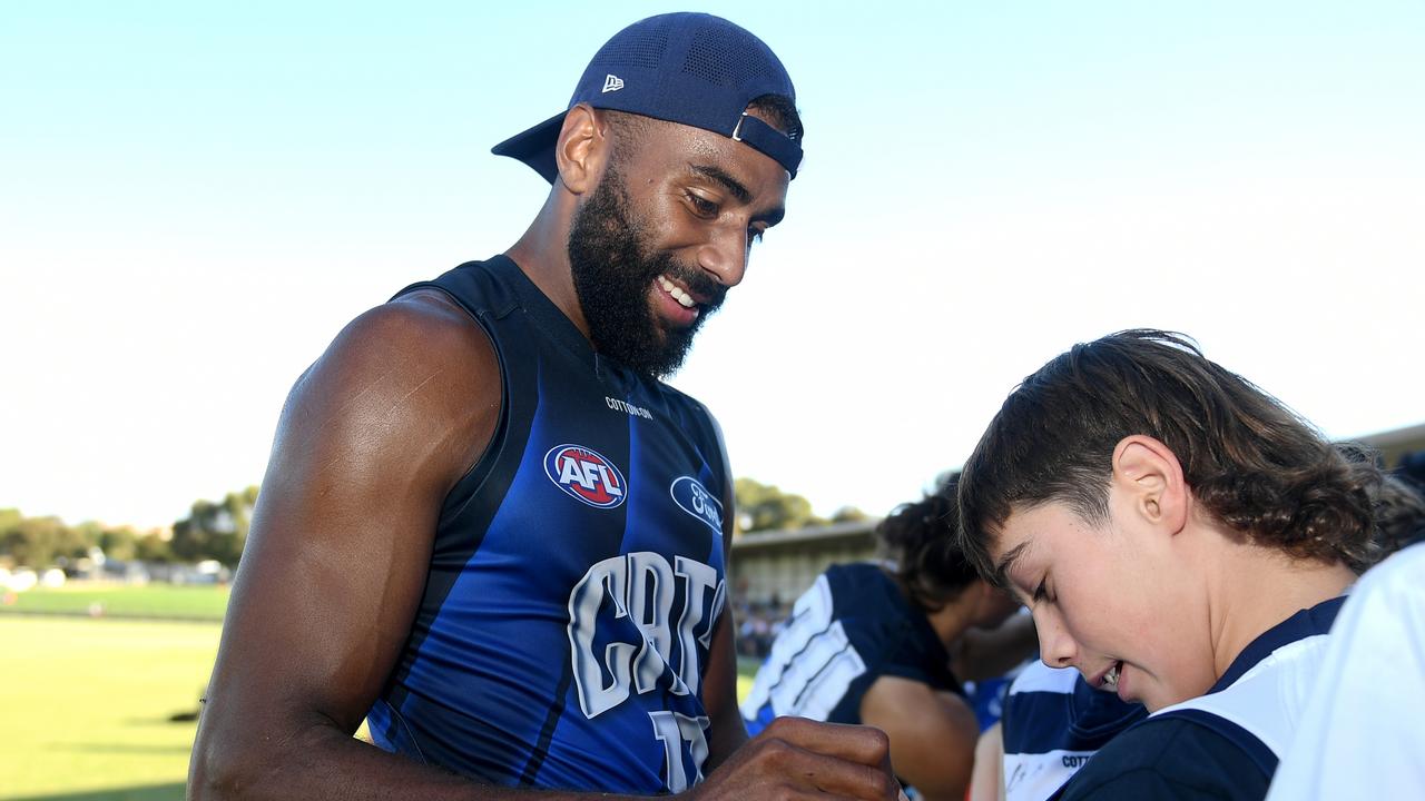 Esava Ratugolea has found a new role in Geelong’s defence. Picture: Morgan Hancock/Getty Images