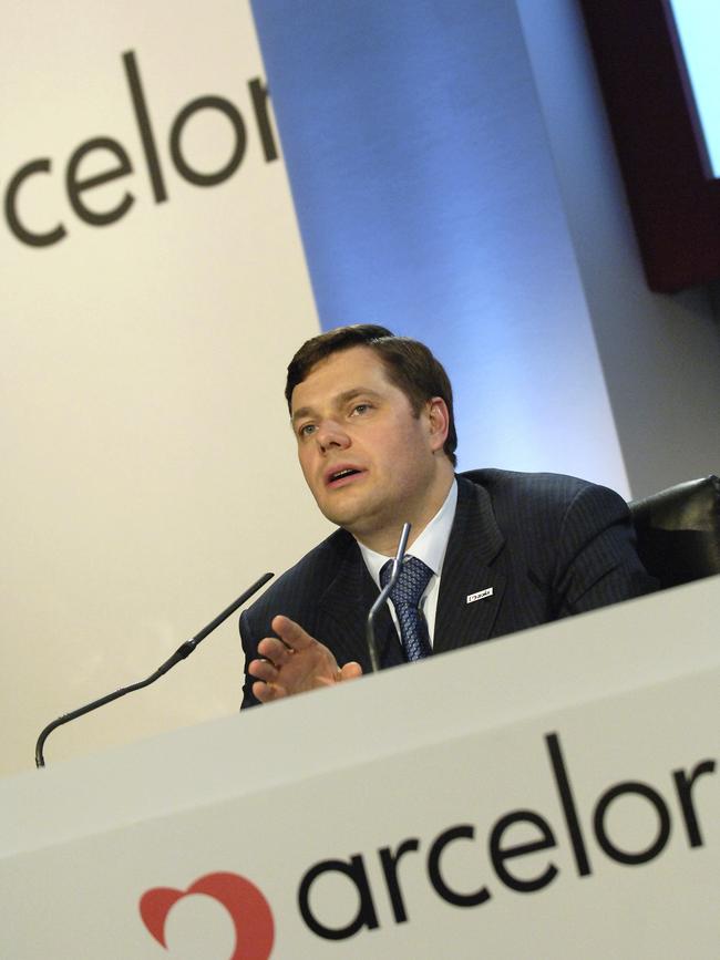 President and owner of Russian steelmaker Severstal, Alexey Mordashov, speaks during the announcement of a merger with European steelmaker Arcelor in 2006.