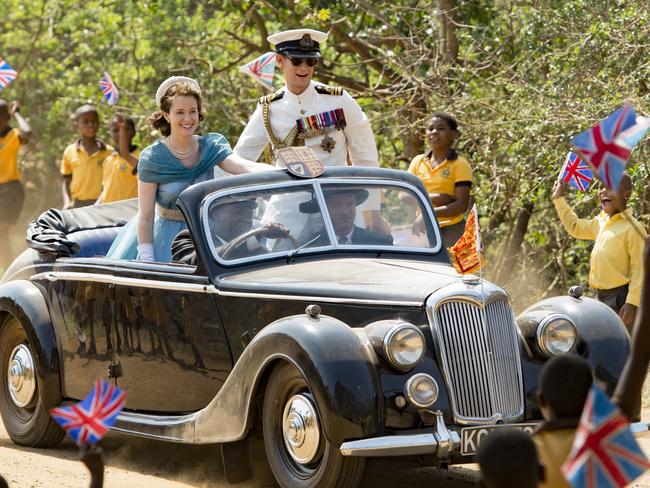 Claire Foy and Matt Smith in a scene from Netflix Original series The Crown.