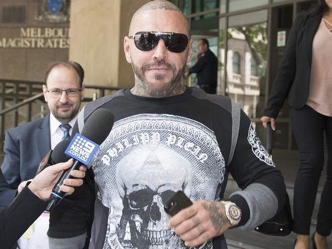 Ex-Bandido Toby Mitchell leaves the Melbourne Magistrates’ Court in February. Picture: AAP/Ellen Smith