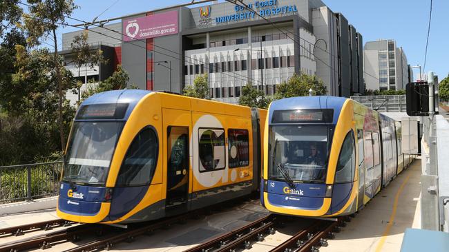 Light rail outside Gold Coast University Hospital. Picture Glenn Hampson