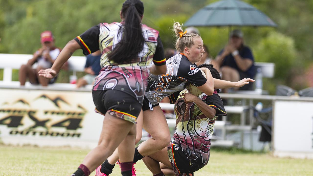 Kayla Jackson of William Taylor Memorial against Toowoomba Warriors in the Warriors Reconciliation Carnival women's games hosted by Toowoomba Warriors at Jack Martin Centre, Saturday, January 18, 2025. Picture: Kevin Farmer