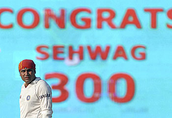 Sehwag ... records the fastest triple century against South Africa. Reuters