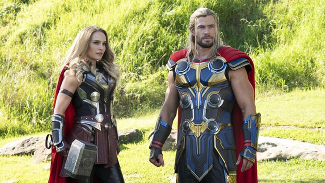 Chris Hemsworth and Natalie Portman in the forthcoming Thor: Love and Thunder. Picture: Marvel Studios