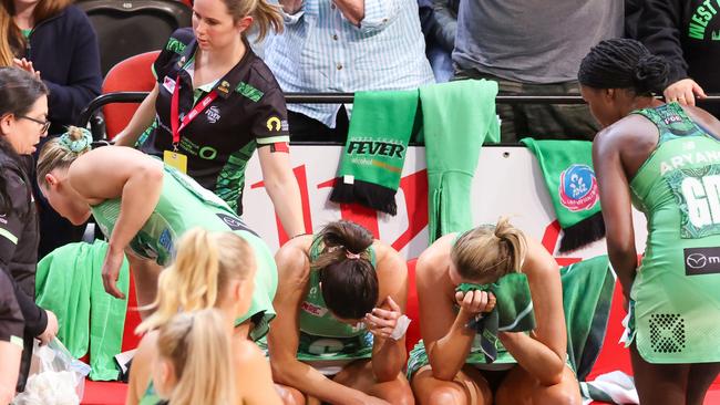 The West Coast Fever’s hopes of back-to-back Super Netball titles has come to an end. Picture: Getty Images.