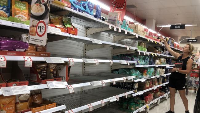 Depleted shelves at Coles.