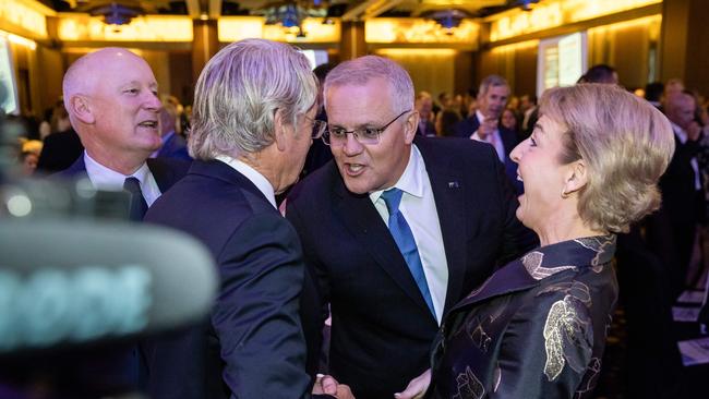 Prime Minister Scott Morrison gets a big laugh while campaigning in Western Australia. Picture: Jason Edwards