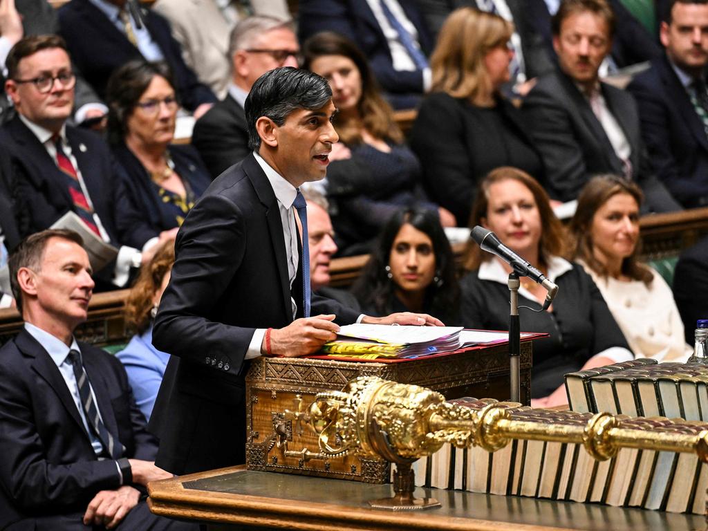 Britain's Prime Minister Rishi Sunak speaking during the weekly session of Prime Minister's Questions, in the House of Commons in central London. Picture: AFP