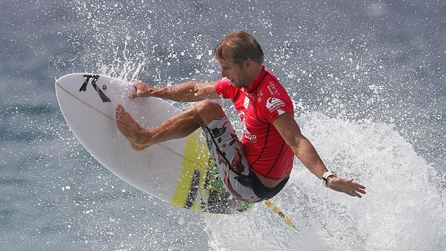 Josh Kerr lands an aerial during the second round of the 2015 Quiksilver Pro at Snapper Rocks on the Gold Coast. Picture: Glenn Hampson