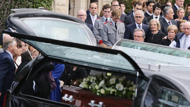 Prime Minister Malcolm Turnbull and Lucy Turnbull among the mourners. Picture: Craig Greenhill