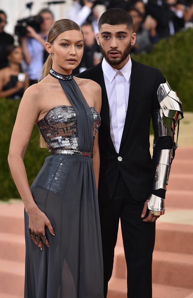 Gigi Hadid and Zayn Malik in 2016. The couple have split over harrassment allegations. Picture: Getty Images