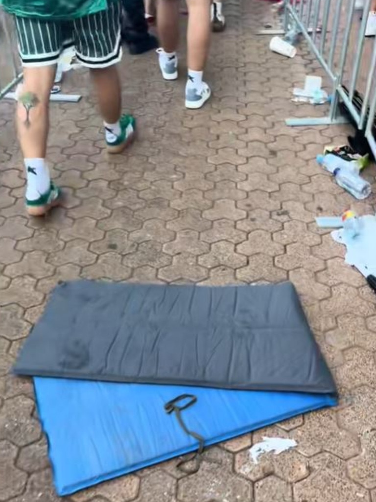 There was a significant amount of rubbish left behind by fans who had been camping out. Picture: @unknolzy/TikTok