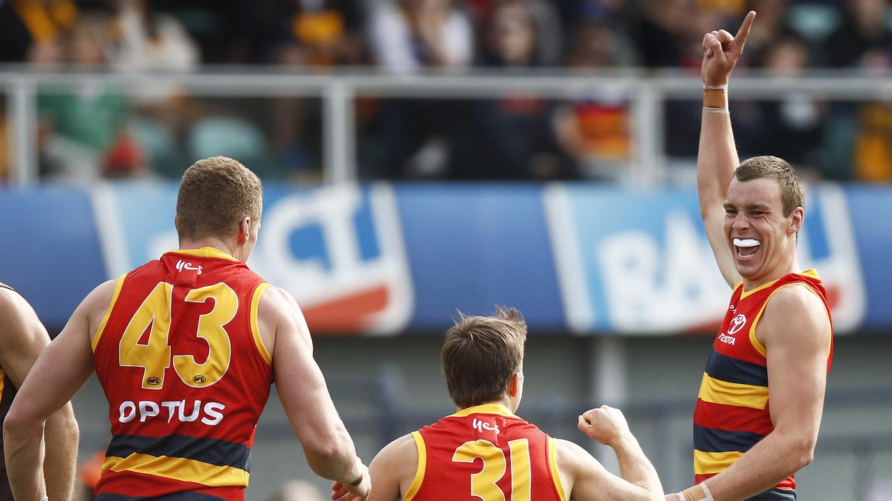 Riley Thilthorpe celebrates a goal on debut. Picture: Getty Images