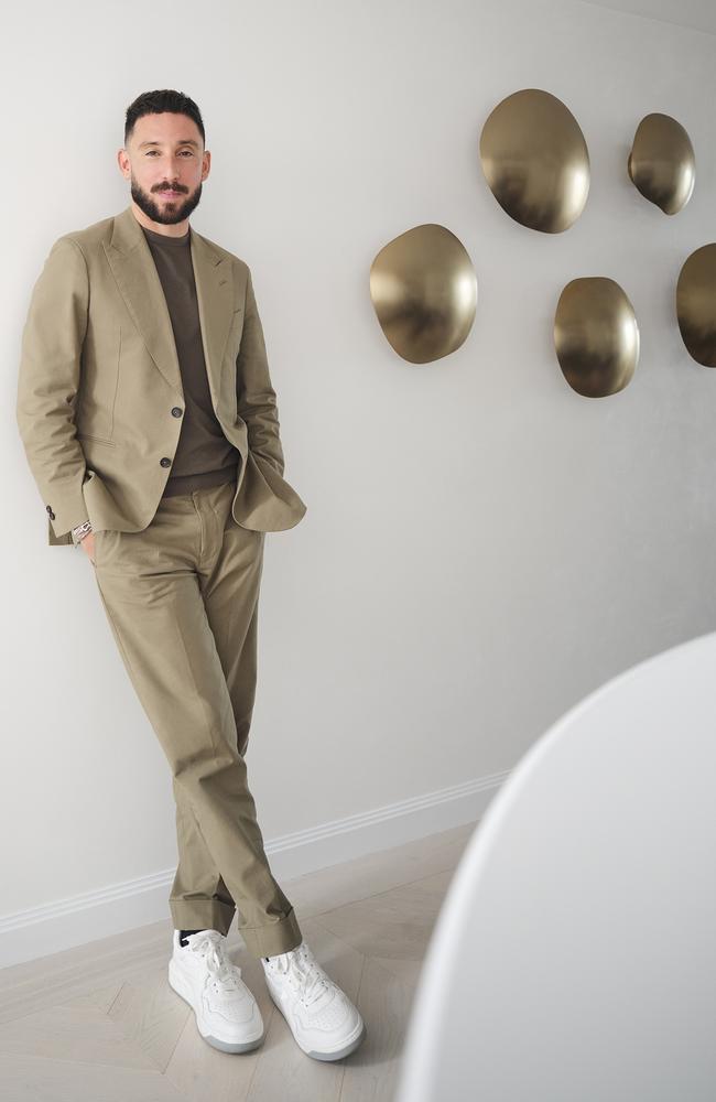 Simon at his Potts Point ultra-luxe apartment. Picture: Dave Wheeler