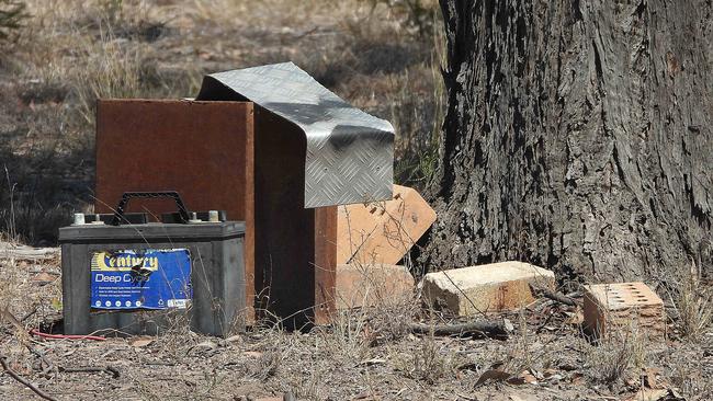 The remains of a surveillance camera system at the Wieambilla property. Picture: Lyndon Mechielsen