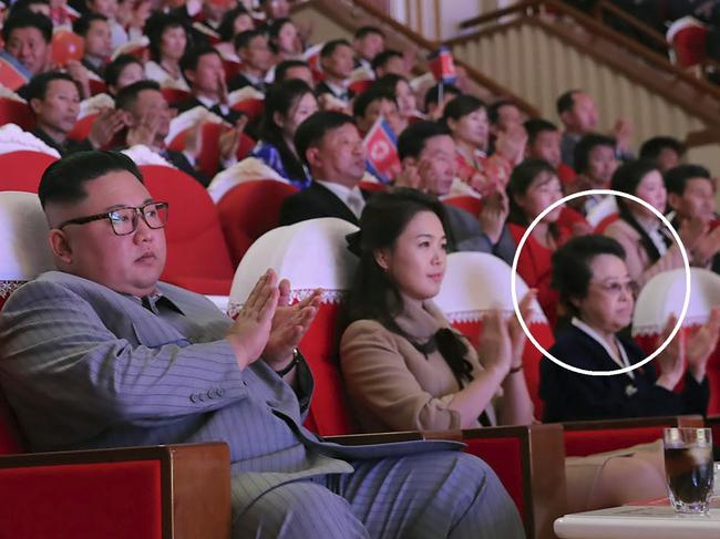 Kim Kyong Hui (circled) is teh aunt of North Korea's leader Kim Jong Un (left).