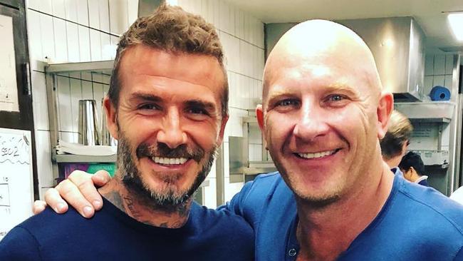 David Beckham with Aria owner Matt Moran. Picture: Instagram