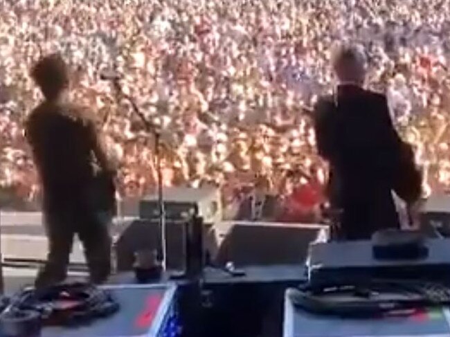 Crowded House playing to a huge crowd in New Zealand over the weekend.