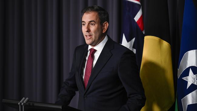 Federal Treasurer Jim Chalmers holds a press conference at Parliament House in Canbera. Picture: Martin Ollman