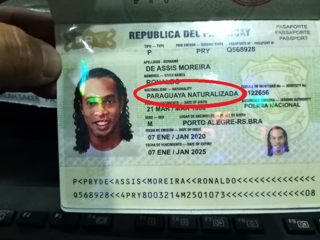 Ronaldinho’s passport allegedly claimed he was a Paraguayan citizen when he is in fact Brazilian.