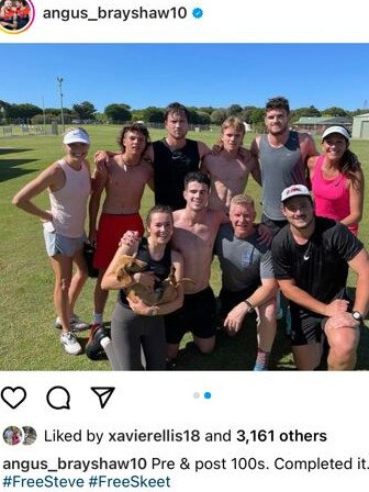 The Brayshaw family including Angus and Andrew after they did their annual 100 100m runs