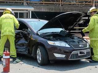 Two cars collide on Bolsover St Sth Rockhampton 10.30 AM Friday November 30. Picture: Jann Houley