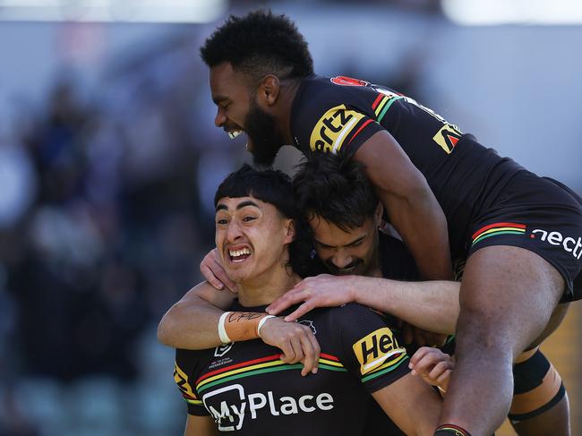 Casey McLean celebrates scoring a try. Picture: Jeremy Ng/Getty Images