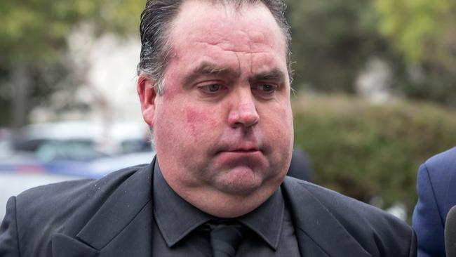 Greyhound trainer Stuart Mills outside court in Frankston. Picture: Mark Dadswell