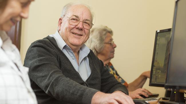 Pride of Australia Medal nominee Brian Kearney has been a volunteer tutor at Campbellown Senior Cyber Seekers for 15 years. Picture: Matthew Vasilescu