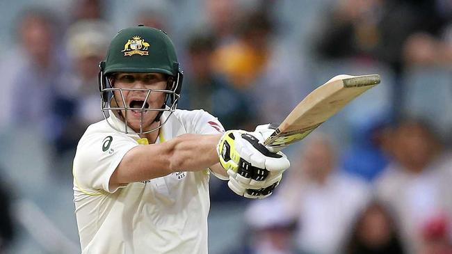 Steve Smith's unique batting style has been compared favourably to the technique Don Bradman developed famously by hitting a golf ball with a cricket stump. (AP Photo/Rick Rycroft). Picture: Rick Rycroft