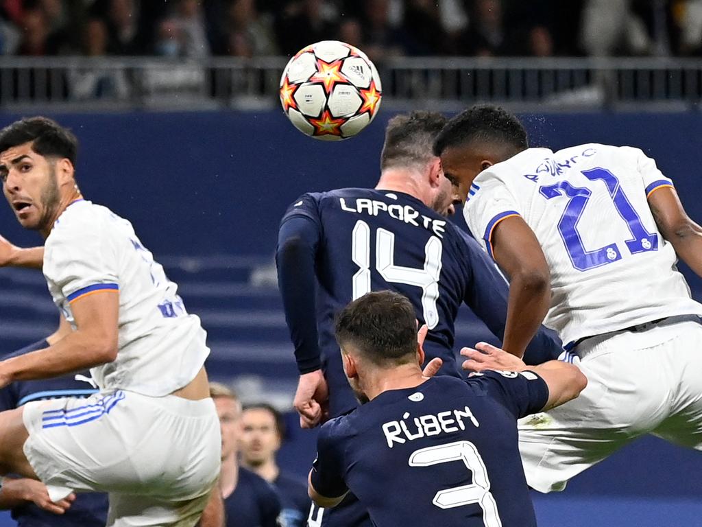 Rodrygo became the first player to score twice in the 90th minute of a Champions League knockout match as he forced extra time in dramatic style. Picture: Pierre-Philippe Marcou/AFP