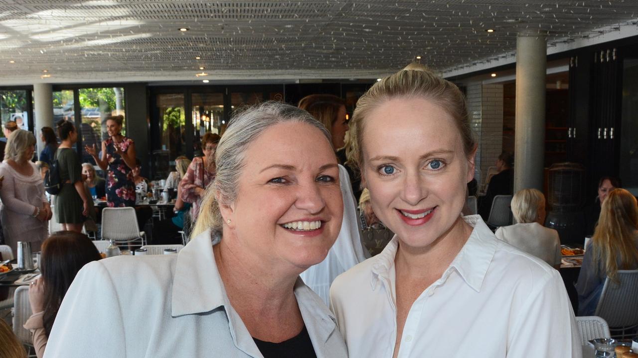 Robyn Arnold and Ammie Pereira at Early Risers Gold Coast Women in Business breakfast at Edgewater Dining, Isle of Capri. Pic: Regina King