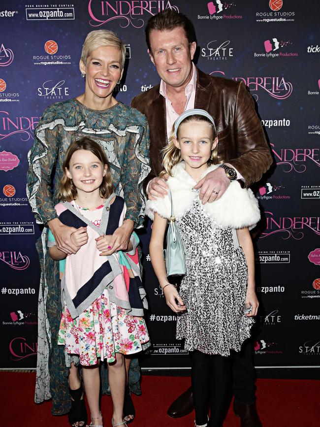 Jessica Rowe, Peter Overton and their daughters Giselle and Allegra. Picture: Adam Yip